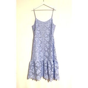 Banana Republic Dress 14 Womens Aline Strap Lace Mid Aline Blue New